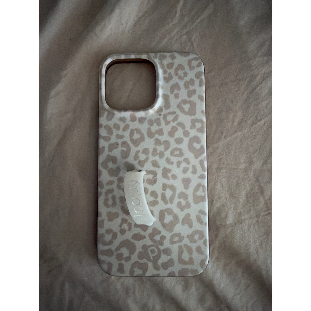 Loopy Phone Case iPhone 16 Pro Max Cream Tan Leopard Print Finger Loop Grip
